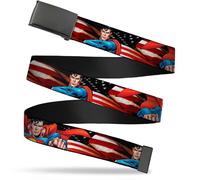 `Blank Black 1.5`` Bo Buckle - Superman Poses/American Flag Webbing` ACC NUOVO