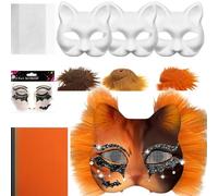 Blank Cat Masque, Blank Cats Masque Material Kit, Paper, Felt, PVC Costume Prop with Mesh and Felt Sheet, Arts Crafts for Men, Women, Cosplay, and Masquerade Party, 19x17cm