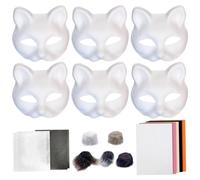 Blank Cat Masque Craft Kit - 18 Piece Creative Art System, Animal Cosplay Activity Accessory Set, Decorative Costume Project for Masquerade Party Performance Celebration Use | Fun DIY Crafting Kit