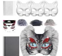 Blank Cat Masque Kit, Costume Prop with Mesh and Felt Sheets, Creative Arts and Crafts Material for Men Women Cosplay, Masquerade, Presentation & Party Decoration