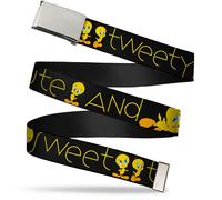 `Blank Chrome 1.0`` Buckle - Tweety Bird Poses Cute And Sweet Black... ACC NUOVO