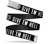 `Blank Chrome 1.25`` Buckle - Winchester Pentagram Give `Em Hell Bl... ACC NUOVO