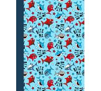 Blank Hardcover Notebook: Bite Me Sarcastic Sharks - 8.25" x 11" with 100 Unlined Pages, School and Office Sketch Draw Write Journal