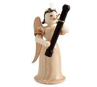 Blank Kunsthandwerk Natale Tedesco Angelo Gonna Lunga con Fagotto, Naturale - 6,6cm / 2.5inch - Autentico Tedesco Erzgebirge Angeli di Legno
