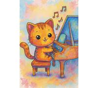 BLANK Musical Notebook - Animal Orchestra - Cat with a Piano: 6x9", 100 pages, 6 staves per page