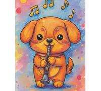 BLANK Musical Notebook - Animal Orchestra - Dog with a Clarinet: 8.5 x 11", 100 pages, 6 staves per page