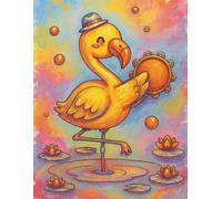 BLANK Musical Notebook - Animal Orchestra - Flamingo with Tambourine: 8.5 x 11", 100 pages, 6 staves per page