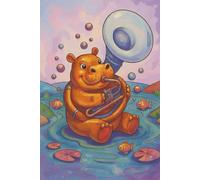 BLANK Musical Notebook - Animal Orchestra - Hippo with a Tuba: 6x9", 100 pages, 6 staves per page