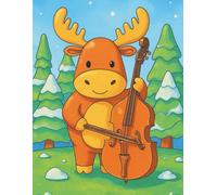 BLANK Musical Notebook - Animal Orchestra - Moose with Double Bass: 8.5 x 11", 100 pages, 6 staves per page