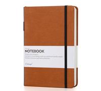 Blank Notebook - Thick Classic A5 Notebook with Pen Loop, Lined Thick Paper, 128 Pages, Brown, 8.4 x 5.7 inch, Faux Leather Cover + Bookmark + Back Pocket + Banded