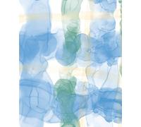 Blank Notebook with Page Numbers: Abstract Cover Featuring Alcohol Ink Art in a Blue, Green, and Yellow Checkered Pattern