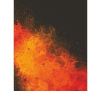 Blank Notebook with Page Numbers: Fire Themed Alcohol Ink Art Abstract Cover Design in Black and Orange