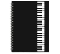 Blank Sheet Music Composition Manuscript staff Paper Art piano-keyboard-music-notebook nero 50 pagine 26 x 19 cm, Black Piano