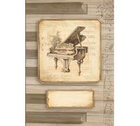 Blank Sheet Music Notebook for Pianists: 100 Pages with 5-Line Staves / Staffs || +3 Puzzles on "Music" || Antique Vintage Style || Appreciation Gift Idea for Piano Player / Teacher