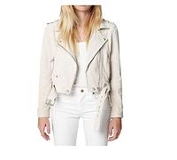 [BLANKNYC] Abbigliamento di lusso delle donne Giacche del motociclo del cuoio scamosciato ritagliate, cappotti comodi & alla moda, Sabbia bianca., Large