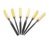 Blanko Set di 6 lime ad ago per chiavi in diverse forme con manici in legno, per officina e artigianato