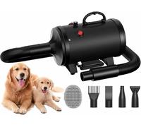 Blanlody Soffiatore per Cani Blower Molto Silenzioso, 4,5 CV/3200 W, Velocità Regolabile, Ventilatore per la Cura del Cane con 4 Diversi Ugelli, Tubo Elastico e Spazzola per la Cura