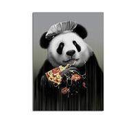 Blanriguelo Stampe su Tela Panda Carino Che Mangia Pizza Immagini Wall Art Opere d'Arte Pittura Poster Soggiorno Camera da Letto Decorazioni per la casa 19,6"x27,5 (50x70 cm) Senza Cornice