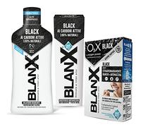 BlanX, Kit Oral Care Sbiancante, Contiene Collutorio Black, 500ml, Dentifricio Black, 75ml e Striscie Sbiancanti Black, 1 Confezione da 10 Strisce, Denti Più Bianchi e Sani