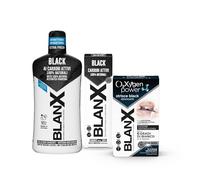 BlanX, Kit sbiancante per labbra, include collutorio nero, dentifricio nero e strisce sbiancanti nere, per il massimo effetto sbiancante, denti più bianchi e più sani