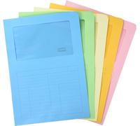 Blasetti Cartelline Portadocumenti con Finestra - Sintex MIX COLORI raccoglitore documenti per ufficio, Formato A4, Confezione 20 pezzi, Carta 120gr, Aperta su due lati