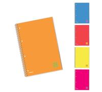 Blasetti One Color FLUO - Quaderno con spirale laterale formato A4 con fori archiviazione, Confezione da 5 pezzi, Carta 80gr, Copertina in cartoncino monocromatica - Rigatura 5M (quadretti 5mm)