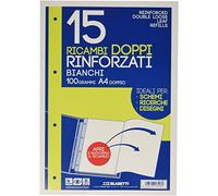 Blasetti - Ricambi DOPPI ideali per schemi, ricerche, disegni. Fogli formato A4 doppio, carta da 100gr, con fori d'archiviazione - BCO