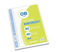 Blasetti Ricambi Rinforzati - Confezione da 40 fogli a righe formato A4, Rigatura 0B, fogli di ricambio per raccoglitori e copertine ad anelli, fogli di carta ricaricabili da 80gr