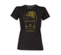 Blasfemus T-Shirt Donna - Frida Kahlo Ufficiale Stile Line Art Oro (Nero, S)