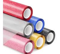 BLASHRD 6 Pezzi di Vinile Termotrasferibile Glitter HTV, da Applicare con il da Stiro, Come Mostrato.