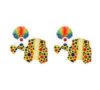 BLASHRD Confezione da 8 Pezzi di Costume da Clown, Parrucca da Pagliaccio al Naso, Papillon E Gilet, per Feste di Cosplay, Carnevali, Giochi di Ruolo
