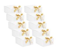 BLASHRD Scatole Regalo Bianche da 10 Pezzi con Coperchi, Scatola per Proposte di Testimoni dello Sposo 8X8X4 Pollici, Scatola Regalo Nera di Lusso con Nastro per Scatola di Nozze
