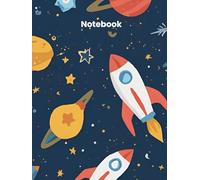 Blast Off! Fun Cartoon Space Notebook for Boys: Lined Composition Book with Rockets, Planets & Stars - Wide Ruled, 100 Pages, 8.5x11”