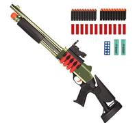 Blaster per freccette in schiuma EVA morbida da 76 cm, con 14 involucri a guscio, 50 freccette in schiuma, fucile realistico a pompa, per oltre 14 anni