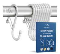 Blau Marité 10 Ganci a forma di S con sistema Anticaduta. Modello ROYAL. Aiuta nell'organizzazione della casa. (Bianco, Piccolo 6,5cm (Barre<1,5cm diametro))