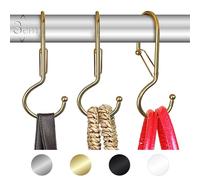 Blau Marité 6 ganci organizer per borse per armadio. Ganci attorcigliati a forma di S con sistema anticaduta. Ganci a S ruotati. Ganci metallici per borse. Ganci a S per carichi pesanti (Oro,T