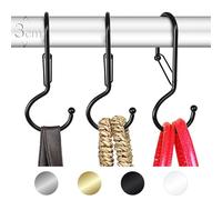 Blau Marité 6 ganci organizer per borse per armadio. Ganci attorcigliati a forma di S con sistema anticaduta. Ganci a S ruotati. Ganci metallici per borse. Ganci a S per carichi pesanti (Nero,T)