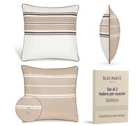 Blau Marité Set 2 Federe Cuscini da Esterno 50x50 cm - Impermeabili, Antimacchia, Resistenti ai Raggi UV - Morbide e Lavabili - Copricuscini Decorativi per Giardino, Balcone, Terrazza - Marrone