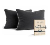 Blau Marité Set di 2 fodere copricuscino rettangolari in velluto morbido con bordo a contrasto, per divano, letto, soggiorno e camera, Grigio scuro e Grigio, 30x50 cm