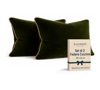 Blau Marité Set di 2 Fodere decorative per Cuscino. Modello OXFORD. Realizzate in velluto extra morbido. Design moderno con bordo a contrasto. Imbottitura non inclusa. (Verde/Camel, 30x50cm)