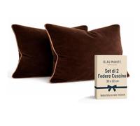 Blau Marité Set di 2 Fodere decorative per Cuscino. Modello OXFORD. Realizzate in velluto extra morbido. Design moderno con bordo a contrasto. Imbottitura non inclusa. (Marrone/Camel, 30x50cm)