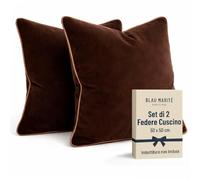 Blau Marité Set di 2 Fodere decorative per Cuscino. Modello OXFORD. Realizzate in velluto extra morbido. Design moderno con bordo a contrasto. Imbottitura non inclusa. (Marrone/Camel, 50x50cm)