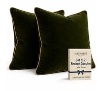 Blau Marité Set di 2 Fodere decorative per Cuscino. Modello OXFORD. Realizzate in velluto extra morbido. Design moderno con bordo a contrasto. Imbottitura non inclusa. (Verde/Camel, 45x45cm)