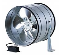 Blauberg TUBO MZ Ventilatore Assiale in Metallo, Grigio Metallizzato,Diametro 16,5cm, Montaggio Parete/Soffitto, Regolabile con Potenziometro, per Bagni, Cucine, Laboratori