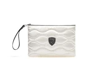 Blauer, ,Bags ,Donna ,Bianco ,ONE SIZE Clutch in Tessuto Effetto Piumino con Logo Strass