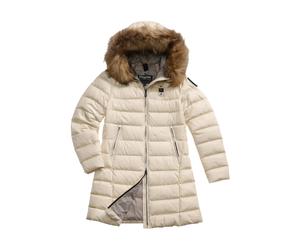 Blauer - Giacca Grigia Imbottita con Bordo in Pelliccia - - Coats - Donna - Beige - S