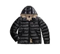 Blauer Giubbino Corto Uomo Imbottito Ovatta Termica Adams Nero Lucido Interno Beige