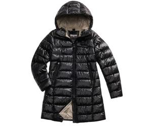 Blauer Giubbino lungo Impermeabile Trench Imbottito in ovatta da donna, MICRO RIP, modello ADELAIDE 25WBLDK02069 (IT, Testo, L, Regular, Regular, 999EI NERO interno beige)