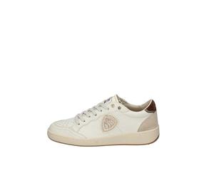 Blauer OLYMPIA21 - Scarpe da donna bianche in pelle con lacci e logo glitterato