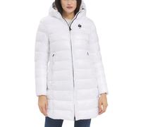 Blauer Parka Lungo Imbottito Adelaide Bianco Ottico Donna con Cappuccio Fisso